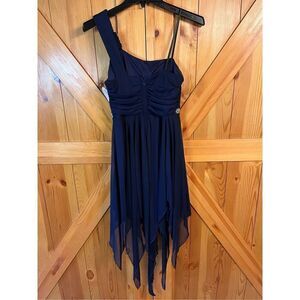 Deb Women's Dress 5 Sexy One Shoulder Prom Cocktail Navy Crystal Bling nwt (3017